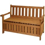 [jamais utilis] banc de jardin hhg - 487 avec espace de rangement, outdoor sapin bois mvg 114cm, brun ...