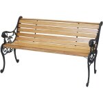 [jamais utilis] banc de jardin hhg - 707, banc du parc, banquette en bois, fonte, 2 places, 125cm, 20kg, ...