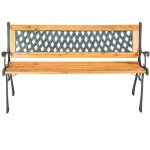 Banc de jardin meuble bois massif mtal et plastique 128 cm