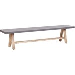 Beliani - banc de jardin moderne industriel en bton 200 cm base en bois d'acacia mobilier meubles d'extrieur ...