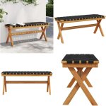 Vidaxl - banc de jardin noir bois massif d'acacia et tissu - banc de jardin - mobilier de jardin - banc ...