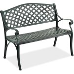 Banc de jardin relaxdays, 2 places, h x l x p : 82 x 102 x 60 cm, aluminium, banc vintage, terrasse, ...