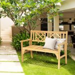 Maisonchic - banc de jardin en teck pliable bois 120x56x90 cm à 2 places dossier incurvé et accoudoirs ... Maisonchic - banc de jardin en teck pliable bois 120x56x90 cm à 2 places dossier incurvé et accoudoirs ...
