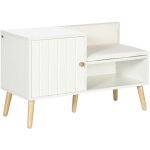 Banc meuble  chaussures 2 en 1 style scandinave - porte, niche, tagre - bois pin blanc