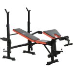 Banc de musculation - homcom - avec support d'haltres - dossier rglable - acier - 175 x 139 x 127 cm ...