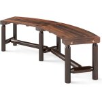 Banc de patio incurvé en bois massif pour 2 à 3 personnes, banc d'extérieur sans dossier pour jardin ... Banc de patio incurvé en bois massif pour 2 à 3 personnes, banc d'extérieur sans dossier pour jardin ...