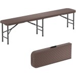 Costway - banc pliable en plastique de 180 cm, charge 600 kg, sige long en hdpe  effet rattan, avec ...