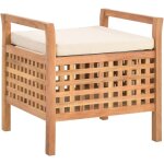 The living store - banc de rangement 49x48x49 cm bois de noyer massif - banc coffre - banc rangement ...