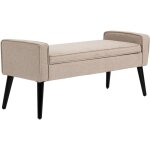 Banc de rangement, coffre de rangement avec assise rembourr�, bout de lit en tissu aspect lin avec pieds ...