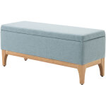 Banc de rangement coffre avec couvercle amovible style scandinave, bout de lit tissu lin, 110x39x45 cm, ...