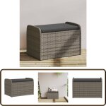 Banc de rangement avec coussin gris 80x51x52 cm rsine tresse - banc de jardin - meuble de jardin - ...