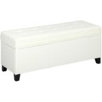 Banc de rangement - homcom - 112l - si�ge capitonn� - tissu de lin - 120 x 40 x 48 cm - cr�me