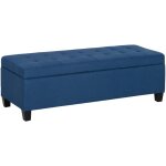 Banc de rangement - homcom - 94, 5l - si�ge capitonn� - tissu aspect lin et pieds en bois - 125 x 49 ...