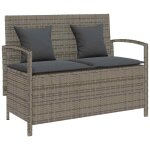 Banc de rangement de jardin avec coussin gris rsine tresse - vidaxl