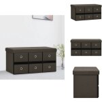 Banc de rangement pliable marron fonc 76x38x38 cm faux lin - banc de rangement - banc pliant - meuble ...