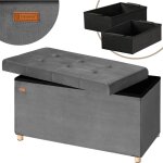 Casaria - banc de rangement en velours 76 x 38 x 42 cm sige coffre de rangement pliable 100 l salon ...