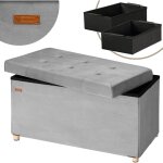 Casaria - banc de rangement en velours 76 x 38 x 42 cm si�ge coffre de rangement pliable 100 l salon ...