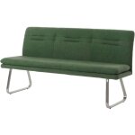 Banc de salle  manger banquette rembourre avec dossier en tissu boucl vert et acier inoxydable bross ...