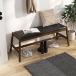 Banc de salle à manger en bois massif 127 cm banc de table rembourré banc avec siège rembourré en simili ... Banc de salle à manger en bois massif 127 cm banc de table rembourré banc avec siège rembourré en simili ...