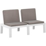 Banc de salon de jardin avec coussin - banquette de jardin plastique blanc