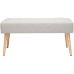 Miliboo - banc scandinave capitonné en tissu effet laine bouclée blanc et bois clair l96 cm guesta Miliboo - banc scandinave capitonné en tissu effet laine bouclée blanc et bois clair l96 cm guesta