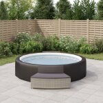 Bancs de spa avec coussins 2 pcs gris rsine tresse - the living store