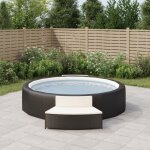 Bancs de spa avec coussins 2 pcs noir rsine tresse the living store