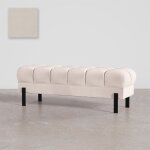 Banc de style chesterfield tapiss� en velours avec pieds en fer - hamptons ivoire