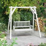 Banc suspendu 2 places en bois massif balancelle capacite de charge jusqua 230 kg blanc Banc suspendu 2 places en bois massif balancelle capacite de charge jusqua 230 kg blanc