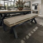 Pier import - banc de table en bois finition bleu profond 2m hove