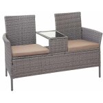 Hegele - jamais utilis] banc avec table en polyrotin hhg - 243, banquette de jardin, meuble de jardin ...