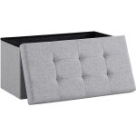 Keepbuying - banc tabouret bo�te de rangement polyester commode pliable - 76 x 38 x 38cm - gris clair ...