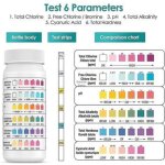 Bandes de spa au brome pour piscine 6 en 1, bandes de ph pour piscine, bandelettes de test de qualit ...