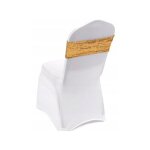 Bandeau de chaise �lastique avec n?ud et paillettes dor�es