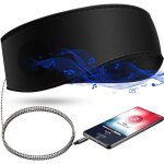 Bandeau de sommeil musical avec casque, bandeau de voyage �lastique doux filaire de 3, 5 mm avec haut ...