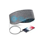 Bandeau de sommeil musical avec casque, bandeau de voyage lastique doux filaire de 3, 5 mm avec haut ...