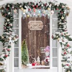 Banni�re de porte merry christmas toile de fond bois paillettes en tissu f�te emballage porte flocon ...