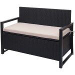 D�coshop26 - banquette 2 places de jardin en polyrotin coffre de rangement anthracite coussin beige 040004171 ...