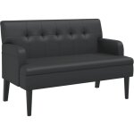 Banquette banc canapé avec dossier capitonné 112 x 65, 5 x 75 cm en pvc noir pieds en bois dec024655 Banquette banc canapé avec dossier capitonné 112 x 65, 5 x 75 cm en pvc noir pieds en bois dec024655