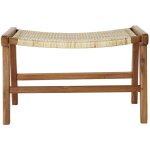 Banquette en bois de teck et rotin coloris naturel - longueur 65 x profondeur 47 x hauteur 40 cm - pegane ...