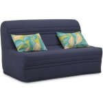 Banquette bz - 2 places - bleu marine - coussins jungle - couchage 140 x 190 x 9 cm - joe
