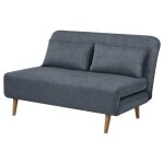 Banquette bz - 2 places - tissu bleu - 130 x 90 x 81 cm - deplo