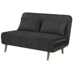 Banquette bz - 2 places - tissu velours côtelé noir - 130 x 90 x 81 cm - deplo Banquette bz - 2 places - tissu velours côtelé noir - 130 x 90 x 81 cm - deplo
