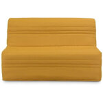 Banquette bz joe - tissu jaune ocre - 3 places - l 143 x p 97 cm - couchage 140 x 190 cm