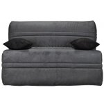 Banquette bz microfibre 140x200 avec rangement matelas bultex 15cm barnes - beige clair