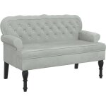 Banquette canap� avec dossier capitonn� et accoudoirs 119, 5 x 64, 5 x 75 cm en velours gris clair dec024645 ...