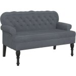 Banquette canap� avec dossier capitonn� et accoudoirs 119, 5 x 64, 5 x 75 cm en velours gris dec024647 ...