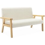 Sweeek - banquette canap enfant en bois et tissu bouclette. isak. l 84 x p 43. 5 x h 50cm