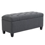 Homcom - banquette coffre de rangement style chesterfield dim. 100 x 40 x 44 cm pitement bois noir tissu ...
