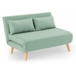 Deco in paris - banquette convertible 2 places en tissu vert d'eau tonka